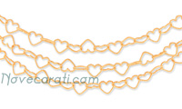 Yellow gold three strands heart link chain