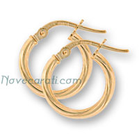 Yellow gold 15 x 2 mm twisted tube earrings