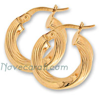 Yellow gold 10 mm twisted hoop earrings